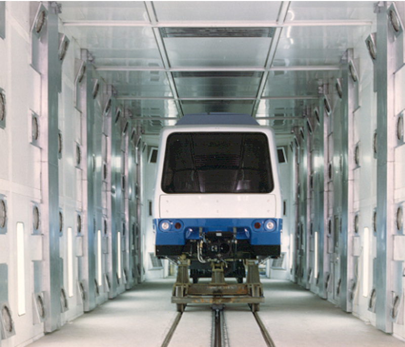 Train catalytic infrared paint drying booth